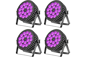 UKfog DMX512-Luce da discoteca, 200W18 LED Par UV+RGB, luce Faretto 8CH luce stroboscopica modalità attiva, illuminazione DJ effetto luce per spettacolo, bar, feste, festival musicali(4 PCS)