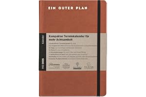 ‎EIN GUTER PLAN Ein guter Plan Pro 2026– Kompakter Terminkalender für mehr Achtsamkeit im Alltagschaos – Datierter Planer mit Kunstledereinband, Gummiband und Froschtasche (Fuchs 2026)