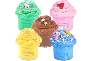 KAOERDCE Fluffy Butter Making Slime Kit for Kids, 5 Pack Easter Scented Candy Cheap Slime, Party Favors for Girls and Boys, Putty Slime Charms Toys for Kids, Soft Stretchy & Non-Sticky, Crunchy, Bag Fillers