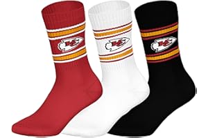NFL Kansas City Chiefs 3pk Crew Socks Calcetines deportivos Unisex adulto (Pack de 3)