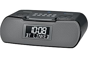 Sangean RCR-20 FM-RDS (RBDS) AM/Bluetooth/Aux-in/USB Phone Charging Digital Tuning Clock Radio with Battery Backup, Black