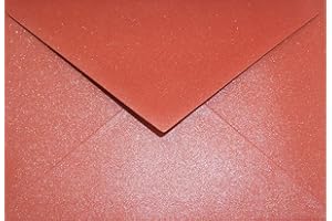 Netuno 25 sobres nacarados rojos DIN C6 114x162mm 120g Aster Metallic Ruby con solapa engomada puntiaguda sin ventana para invitaciones boda Navidad Pascua bautizo cartas tarjetas fiestas bricolaje