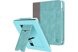 FINTIE Custodia per 7" Kobo Libra Colour (2024) / Kobo Libra 2 (2021) eReader - Stand Cover Protettiva Case con Card Slot e Hand Strap, Auto Sveglia/Sonno, Turquoise/Marrone