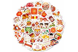 PADABAYKA 100 autocollants pour le Nouvel An lunaire - Décorations et cadeaux sur le thème du Nouvel An chinois - Lunar New Year Stickers