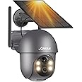 ANRAN 5MP Security Camera Outdoor, 360° PTZ Solar/Battery Powered WiFi CCTV Home Camera, Motion Detection, Real-time Alerts, Color Night Vision, 2-Way Talk, Work with Alexa, 2.4GHz WiFi, Q01 Max Grey