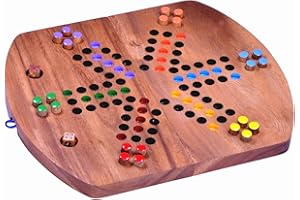 LOGOPLAY Ludo dla 6 graczy - gra w kości - gra towarzyska - gra rodzinna z drewna ze składaną planszą do gry