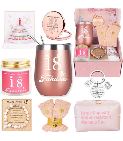 Geschenkset Zum 17. Geburtstag Für Mädchen | Make-up-Tasche, Spiegel & Schlüsselanhänger | Süßes Geburtstagsgeschenk