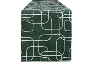 LLCUTESHOP Runner da Tavola Europeo Verde Scuro 32 x 275 cm, Ricamo Fatto a Mano Ispessito Doppio Strato Rettangolare Lino Cotone Runner Tavola, Lavabile di Alta qualità per la Decorazione