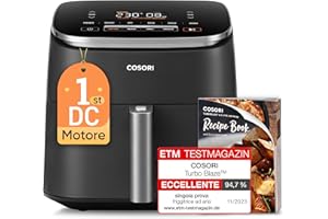 COSORI Friggitrice ad Aria Turbo Blaze 6 Litri, Air Fryer con DC Motore Tecnologia, 9 Funzioni & 5 Velocità della Ventola Automatica, 110 Ricette & 96 Tabelle di Cottura degli Ingredienti, 1725W