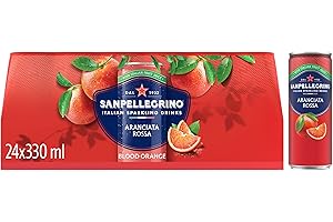 San Pellegrino Italian Sparkling Drinks Tastefully Light Sparkling Blood Orange Canned Soft Drink 24 x 330ml | 69k Cals per Can