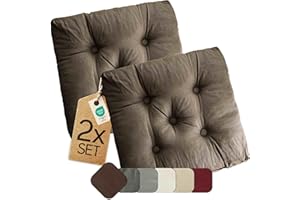 ETÉREA HIMMLISCHE QUALITÄT etérea Sitzkissen 42x42 cm 2er Set - Braun 8 cm hoch - Bodenkissen für Indoor, Outdoor, Küche, Garten, Auflage - Heidi Stuhlauflage - 2 Stück Stuhlkissen 40x40 cm Braun