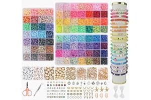 BeadzBoxx 15700 Pcs Clay Beads Bracelet Making Kit, 84 Colours 6mm Preppy Beads for Jewellery Making, Friendship Bracelet Kits, Flat Heishi Bead for Bracelet Arts and Crafts Gifts for Teen Girls