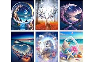 AIKEWO 6 Pack Diamond Painting Kits for Adults,Full Round Drill Diamond Painting Moon Landscapes DIY 5D Diamond Art Craft for Home Wall Decor Gift (12x16inch)