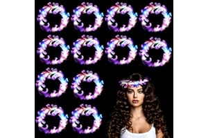 HUAMUDM 12 pezzi ghirlanda luminosa forma piuma, Ghirlanda Piume LED, LED Piume Capelli Fascia Capelli Donna ghirlanda Piume luminosi, ghirlanda Piume fiori LED, Corona Piume Led Regali Festa