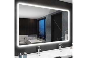STARLEAD 100x70cm Miroir-LED-Salle-de-Bain-avec-Éclairage, Dimmable, 3 Couleurs Lumière, Anti-buée, Mémoire, IP44 Verre Trempé HD Miroir-Mural, Horizontal/Vertical