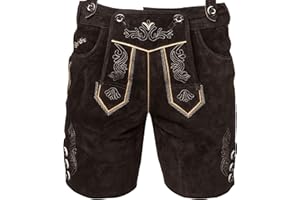 STEIGENHÖFER MANUFAKTUR STEIGENHÖFER Lederhose Herren Tracht kurz - Anton - Trachtenhose mit Trägern - 100% Rindsleder - Traditionelle Echtlederhose - Ideal für Dein Oktoberfest Herren Outfit