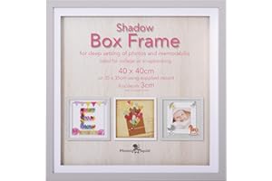 Pfennig N Squid Ltd Black Grey or White Shadow Box Frame Deep 3D Box Display Picture Frames 5 Sizes (Grey, 40x40cm)