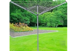 SIZI Aluminium Portable Washing 4 Arm 50m Rotary Washing Line Laundry Clothes Airer Dryer Outdoor Garden Drying With Free Metal Ground Spike