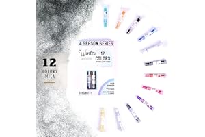 ‎TOYSBUTTY ToysButty 12 Farben Mica Pulver Kit für Epoxidharz-Pigmentset Seifenfarben, blumige Farben in Tuben aufbewahrt, Make Up, Lipgloss, Badebomben, Kunstharzfarbstoff Winter der 4-Jahreszeiten-Kollektion