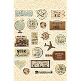 Ms Major Selection Vintage Old Retro &Uuml;lkeler Bavul Tipi Etiket, Laptop, Ipad, Defter, Kitap, Planlayıcı Sticker Seti