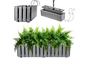 ‎KADAX KADAX Blumenkasten, Balkontopf in 2 Größen und 4 Farbvarianten, Blumentopf in Lattenoptik, Pflanzkübel im Landhausstil, Pflanzkasten mit Gummikorken (60cm, Grau)