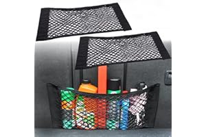 AIXIMA Kofferraum Netztasche,2 Stück Auto Gepäcknetz, 50 x 25cm,Universal Kofferraumnetz Schutznetz Elastisch Kofferraum Aufbewahrung Netz,Mit Klettverschluss für Auto/SUV