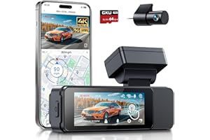 GKU Dashcam Auto Vorne Hinten, 4K/2,5K mit Touchscreen 3,18 Zoll, GPS 5G Wi-Fi Dash Cam, Dual Auto Kamera,64GB SD Karte,Parküberwachung,WDR,170° Weitwinkel,G-Sensor,Loop-Aufnahme,Max 256GB