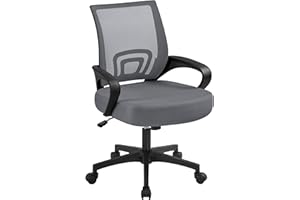 Yaheetech Silla de Escritorio Oficina Malla Silla Ergonomica con Soporte Lumbar Altura Ajustable Respaldo Transpirable Silla Giratoria Función Inclinación para Oficina Capacidad Max136 KG Gris Oscuro