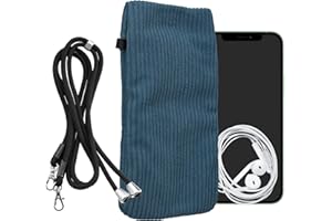 kwmobile Handytasche für Smartphones XXL - 7" Handy Tasche - Cord Handy Hülle Blau mit Kordel - Tasche mit Handykette 17,7 x 9 cm Innenmaße