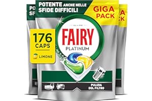 Fairy Platinum Detersivo Pastiglie Lavastoviglie Plus, Brillantante, 176 Capsule Lavastoviglie, Limone, Tecnologia Anti-Opaco Con Azione Brillantante, Contro Il Grasso E Le Incrostazioni Ostinate