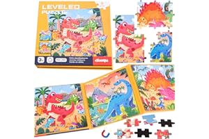 HGRGHH Magnetyczne puzzle dla dzieci, 97 sztuk magnetycznych puzzli dinozaur, zabawka podróżna 3 w 1 dla dzieci, puzzle edukacyjne dinozaur, puzzle na prezenty dla maluchów, 3-7 lat