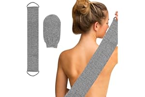 LWMLWM Guante Exfoliante, Depurador de Espalda de Fibra de Bambú, Guante Exfoliante Corporal, Manoplas Baño Hombres y Mujeres (Gris)