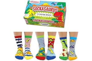 United Oddsocks Sockasaurus Box mit 6 Oddsocks für Jungen, UK 9–12, EUR 27–30, US 9,5–13, mehrfarbig