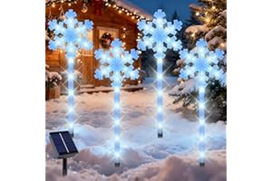 SUNSHINE SMILE 4PCS Solar Weihnachtsbeleuchtung Außen,Außenbeleuchtung Weihnachten,Schneeflocke Weihnachtsbeleuchtung Außen,LED Schneeflocke Außen,Weihnachtsdeko Aussen,für Garten,Terrasse,Weihnachtsdeko