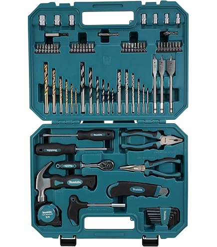 Makita E-15095 60-teiliges Werkzeug-Set – Mit Ratsche, Stecknüssen, Bohrern, Bits Und Maßband