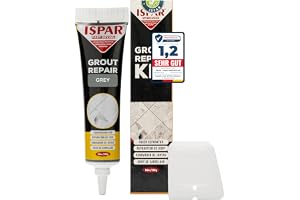 ISPAR Fogreparationssats Grå 250 g, Färdigblandad Fogmassa i Tub för Kakel, Klinker, Badrum, Dusch, Kök, med spatel