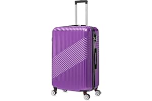 Flymax 24" Medium Suitcase Super Lightweight 4 Wheel Spinner Hard Shell ABS Luggage Hold Check in Travel Case Purple