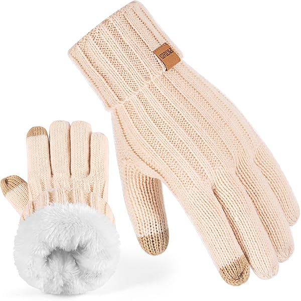 Warme Handschuhe Herren Damen Manschette Winter-Touchscreen Handschuhe  Herren & Damen - Rutschfest, Warm & Elastisch (Black, One Size)