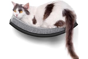 PELUOMOZ Gebogenes Katzen-Wandregal, Katzen Kletterwand mit Schaumstoffmatte, Wandmontiertes Massivholz Katzenwandmöbel für Klettern/Spielen/Schlafen