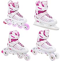 Verstelbare 3-in-1 Skates RAVEN Lia Roze 34-37 met LED Wiel
