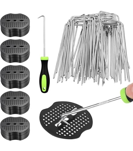 KSTEU 50 Pièces Piquets De Fixation En Acier Avec 50 Entretoises,Piquets De Fixation Pour