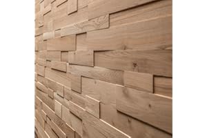 Wooden Wall Design Panneau mural en chêne 3D avec revêtement en bois de chêne structuré - Modèle OZO Rustic (1 m2)