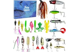 Ulikey Calendario Avvento Pesca, Calendario Avvento Uomo, Conto alla Rovescia per Natale con 24 Esche da Pesca Uniche, Regali di Natale per Appassionati di Pesca, Padre, Marito