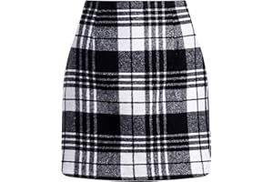 YINGWIN Bleistiftrock Minirock Kariert Rave Rock mit Hose Drunter Wollrock für Herbst und Winter hohe Taille Figurbetonter Festival Outfit Damen