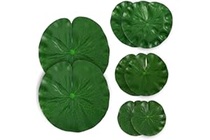 KALIONE 8Pcs Artificial Lily Pads for Pond - Plastic Pond Ornaments with Lotus Leaves, Lilly Pads Artificial Flowers for Fish Pool Garden Decoration