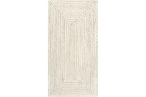 HAMID-Alfombra Yute Alhambra Color Marfil, Alfombra 100% Fibra de Yute, Tejida a Mano, Alfombra de Salón, Pasillo, Dormitorio, (110x60cm)