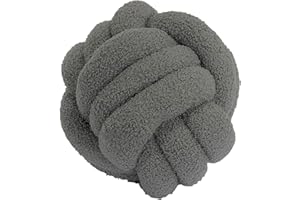 ‎QUANTUM INTERIOR BY MAXLAND Dekoratives Knotenkissen, ca. 25 cm, trendiger Teddy Bouclé Stoff, Handgefüllt, 4 Farben, Sofakissen, Dekoration für Wohnzimmer und Schlafzimmer, ausgefallene Kissen (Grau)