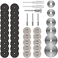 Flintronic 36PCS Diamond Cutting Discs with 5 SC Mandrels and 2 Screwdrivers for Dremel Rotary Tool, Mini Resin HSS Metal Cutting Tools, Saw Blades for Wood, Plastic, Fiberglass, Copper, Aluminum