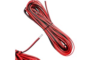 ZOZOMAIY Przewód elektryczny 22 AWG, 10 m, czerwony i czarny, ocynkowany drut miedziany, miękki i elastyczny, do jednokolorowych taśm LED i przewodów elektronicznych