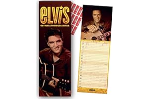 DANILO PROMOTIONS LTD Calendario de pared delgado de Elvis Presley 2025, regalo con pegatinas organizadoras incluidas